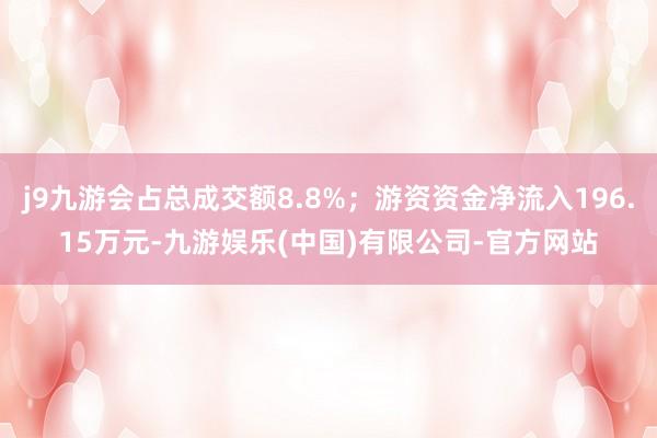 j9九游会占总成交额8.8%；游资资金净流入196.15万元-九游娱乐(中国)有限公司-官方网站